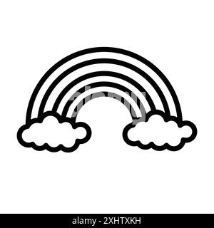 Cloud rainbow icon linear logo mark set collection in black and white for web Stock Vector