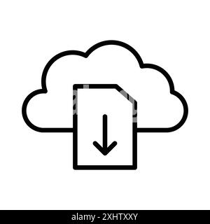 Cloud download file icon linear logo mark set collection in black and white for web Stock Vector