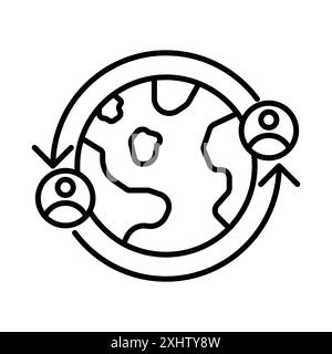 Globalization icon linear logo mark set collection in black and white for web Stock Vector