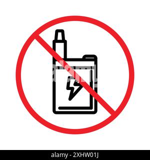 No Electronic Vaping icon linear logo mark set collection in black and white for web Stock Vector