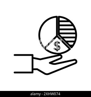 Market share icon linear logo mark set collection in black and white for web Stock Vector