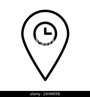 Real time location icon linear logo mark set collection in black and white for web Stock Vector