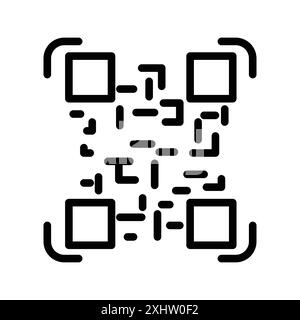 QR code scanning icon linear logo mark set collection in black and white for web Stock Vector
