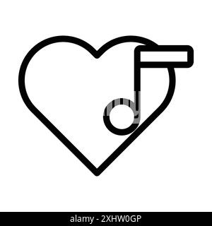 Heard heart note icon linear logo mark set collection in black and white for web Stock Vector