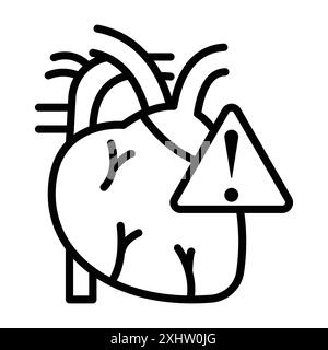 Heart risk icon linear logo mark set collection in black and white for web Stock Vector