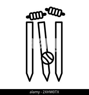 Wicket Stump icon linear logo mark set collection in black and white for web Stock Vector