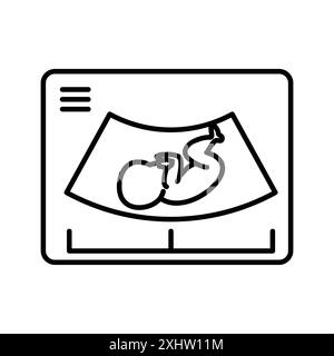 Ultrasonography icon linear logo mark set collection in black and white for web Stock Vector