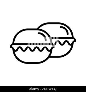 macarons icon linear logo mark set collection in black and white for web Stock Vector