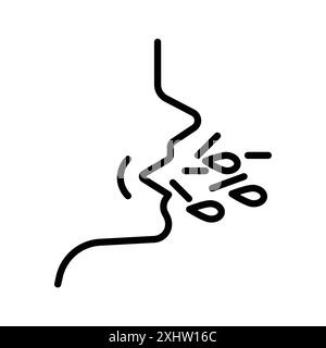 man coughs icon linear logo mark set collection in black and white for web Stock Vector