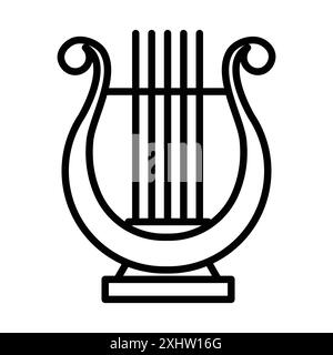 Lyre icon linear logo mark set collection in black and white for web Stock Vector