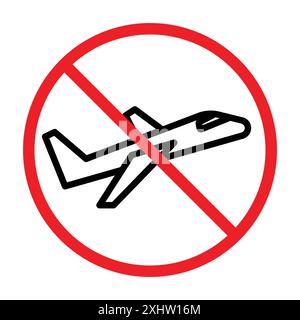 no flight or fly zone icon linear logo mark set collection in black and white for web Stock Vector