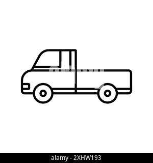 Pickup truck icon linear logo mark set collection in black and white for web Stock Vector
