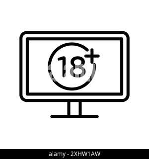 plus 18 movie icon linear logo mark set collection in black and white for web Stock Vector