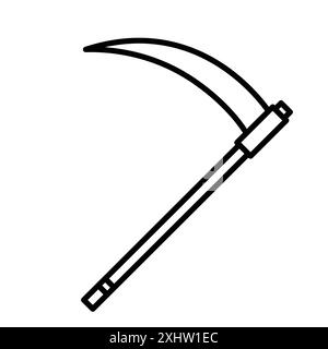 Scythe icon linear logo mark set collection in black and white for web Stock Vector