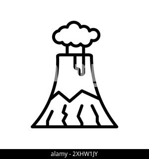 Volcano icon linear logo mark set collection in black and white for web Stock Vector