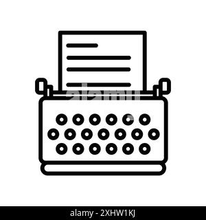 Typewriter icon linear logo mark set collection in black and white for web Stock Vector