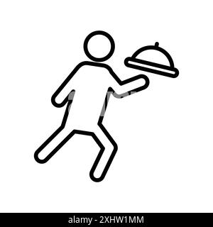 waiter falling icon linear logo mark set collection in black and white for web Stock Vector