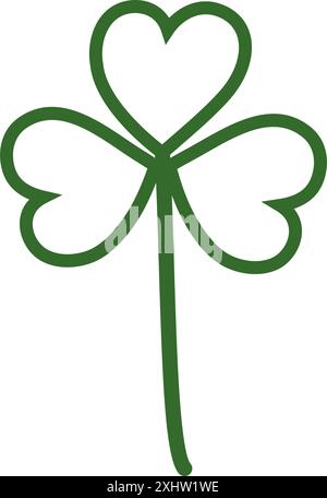 Outline Shamrock tree leaf clover Isolated on transparent background. St Patricks day symbol idea. Irish independence emblem concept. Vector for greeting card, poster, banner, tag, label or web, promo Stock Vector