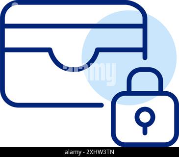 Card wallet and lock. Protected payment methods. Secure card information storage. Pixel perfect, editable stroke vector icon Stock Vector