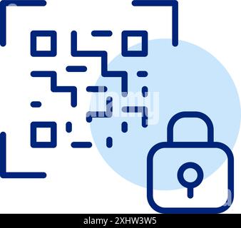 Scan qr code and lock. Confidentiality and protected information access. Pixel perfect, editable stroke vector icon Stock Vector