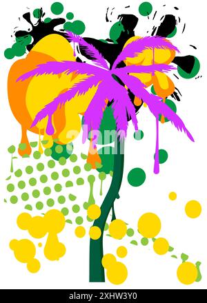 Palm Tree graffiti. Abstract modern street art decoration performed in ...