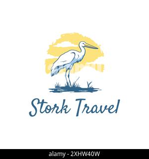 Stork Animal Travel Sky Business Vacation Holiday Nature Logo Template Stock Vector