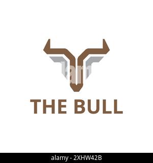 Horned Head Bull Animal Nature Abstract Logo Template Stock Vector