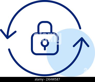 Lock and renew arrows. Security updates, refresh authentication. Pixel perfect, editable stroke vector icon Stock Vector