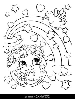 Coloring book page for kids. Cartoon style character. Vector illustration isolated on white background. Stock Vector
