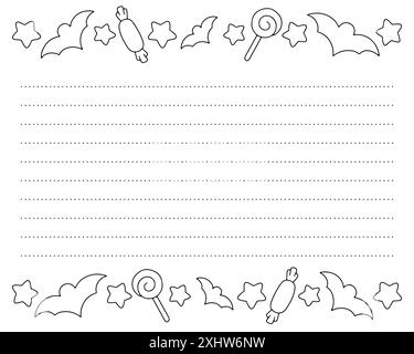 Lined sheet template. Handwriting paper. For diary, planner, checklist, wish list. Vector illustration isolated on white background. Stock Vector