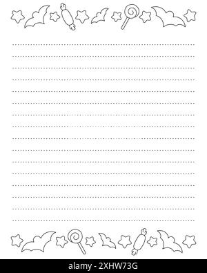 Lined sheet template. Handwriting paper. For diary, planner, checklist, wish list. Vector illustration isolated on white background. Stock Vector