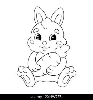 Bunny Sitting Isolated Coloring Page for Kids Stock Vector Image & Art ...