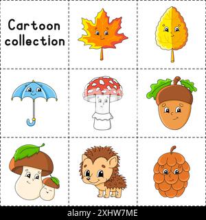 Cartoon character. Autumn theme. Colorful vector illustration. Isolated on white background. Design element. Template for your design, books, stickers Stock Vector