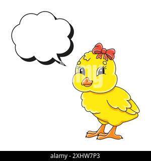 Speech bubble of different shape. With a cute cartoon character. Hand drawn. Easter theme. Thinking balloons. Vector illustration isolated on white ba Stock Vector