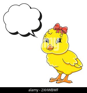 Speech bubble of different shape. With a cute cartoon character. Hand drawn. Thinking balloons. Vector illustration isolated on white background. dood Stock Vector