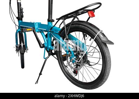 Folding compact bike. Close-up. Isolated on white background. Stock Photo