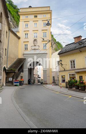 Salzburg, Austria. July 1, 2024. Exterior view Klausentor building in the historic city center Stock Photo