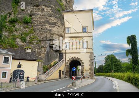 Salzburg, Austria. July 1, 2024. Exterior view Klausentor building in the historic city center Stock Photo