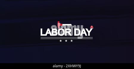 Labor Day emblem with red and white flag Stock Vector