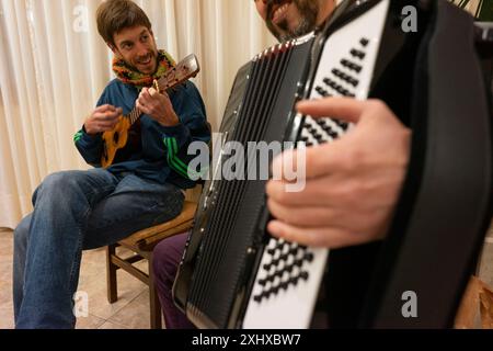 Sopar de cantadors i cantadores, Restaurant Can Tronca, Sant Joan, Majorca, Balearic Islands, Spain Stock Photo