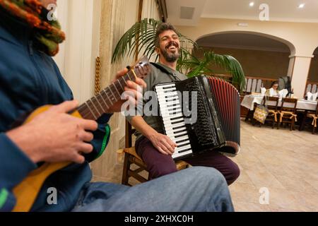 Sopar de cantadors i cantadores, Restaurant Can Tronca, Sant Joan, Majorca, Balearic Islands, Spain Stock Photo