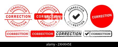 red and black rubber stamp correction label sticker sign for business confirm corrective business Stock Vector