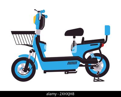 blue color bicycle electric transportation vehicle technology modern electronic Stock Vector