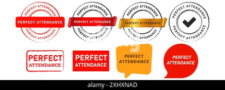 perfect attendance stamp seal badge labels ticker sign for excellent accomplished performance Stock Vector