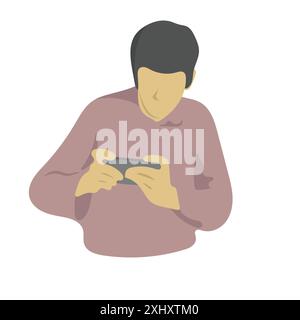man using smartphone illustration vector isolated on white background Stock Vector