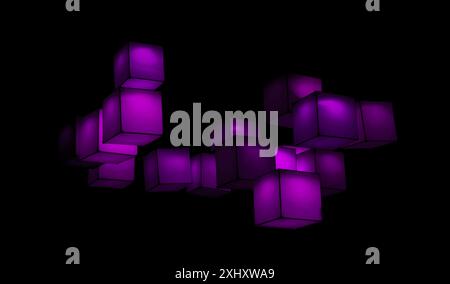multicolour cubes floating in the dark background Stock Photo