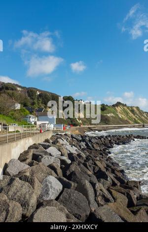 Sea defence along coast, Ventnor, Isle of Wight, UK Stock Photo