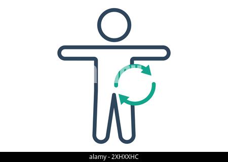 Metabolism icon. people with arrow. icon related to body processes. line icon style. fitness elements vector illustration Stock Vector