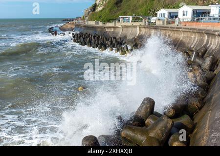 Sea defence along coast, Ventnor, Isle of Wight, UK Stock Photo