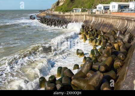 Sea defence along coast, Ventnor, Isle of Wight, UK Stock Photo